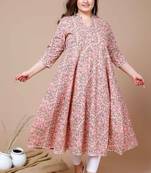 Women Plus Size cotton floral printed anarkali kurta