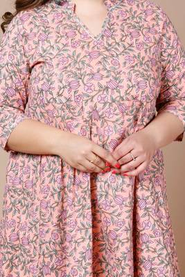 Women Plus Size cotton floral printed anarkali kurta 6