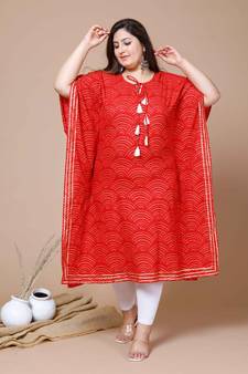 Womens Plus Size Cotton Festive Wear Kaftan Style Kurta