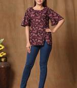 Womens Cotton Floral Print Straight Top