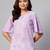 Womens Lavender-Coloured Bell Sleeve Floral Print Top