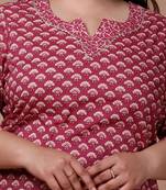 Womens Plus Size Pink Floral Printed Cotton Top