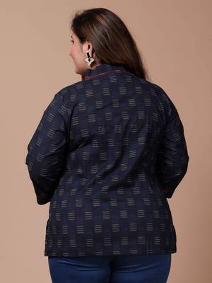 Womens Plus Size Blue Printed Indigo Top 5