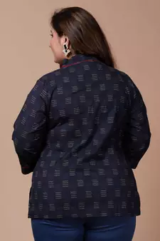 Womens Plus Size Blue Printed Indigo Top