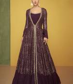 Maroon Georgette Embroidered Readymade Suits