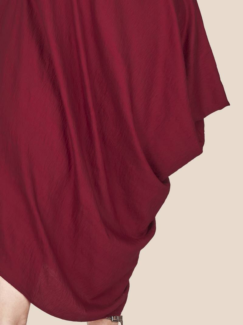 Stylish ladies drape styled sliming dress- Maroon