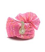 PINK BANDHANI PRINT WEDDING BARATI SAFA
