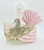 WHITE & PINK WEDDING SAFA TURBAN