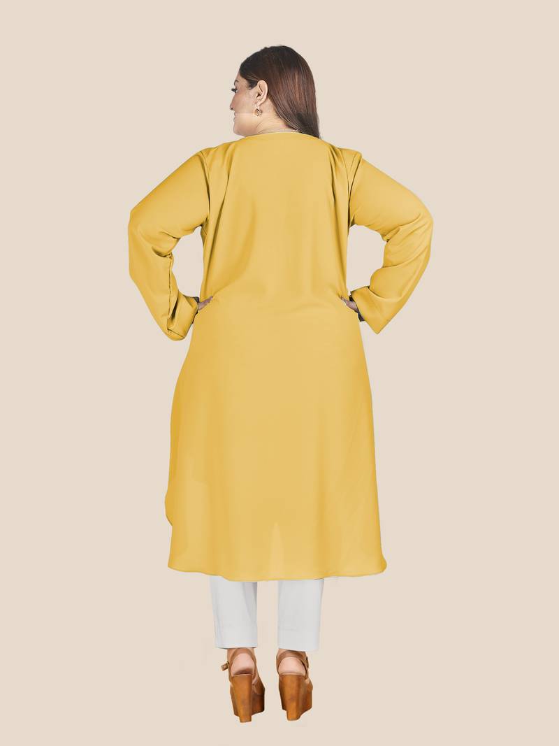 Stylish ladies stand collar high low  Tunic -Green