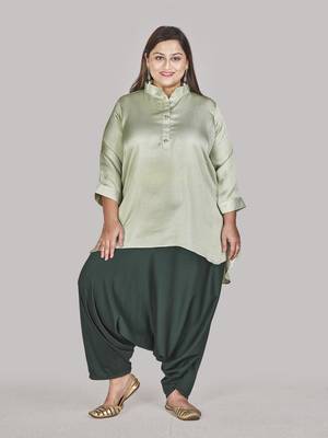 Grey plain polyester plus-size-tops 1