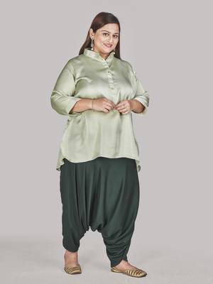 Grey plain polyester plus-size-tops 2