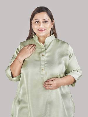 Grey plain polyester plus-size-tops 4