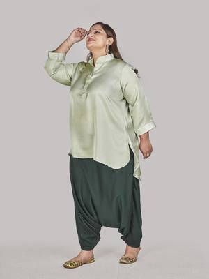 Grey plain polyester plus-size-tops 5