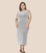 Grey woven polyester long-dresses