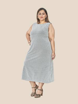 Grey woven polyester long-dresses 2