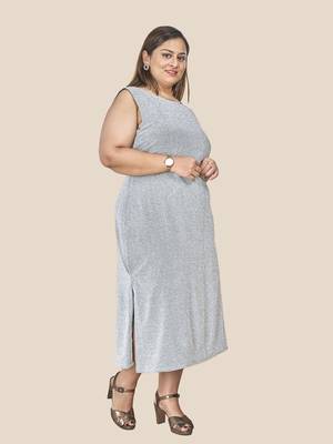 Grey woven polyester long-dresses 4