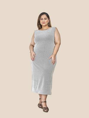 Grey woven polyester long-dresses 5
