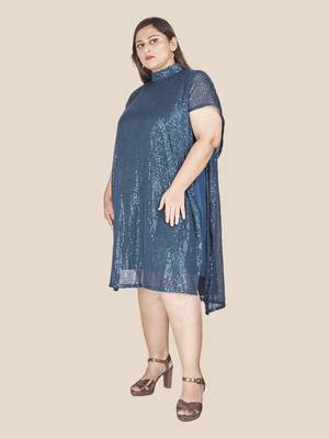 Blue woven polyester short-dresses 3