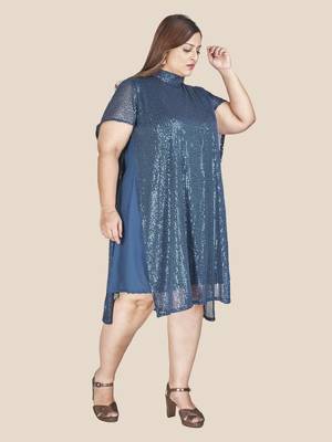 Blue woven polyester short-dresses 5