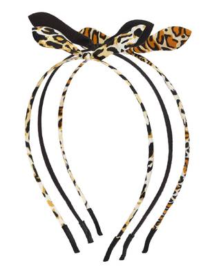 A set of three Hairbands - 2 animal prints and one black with a Knot detail 3