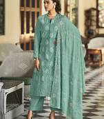 Light-aqua-blue digital print cambric salwar