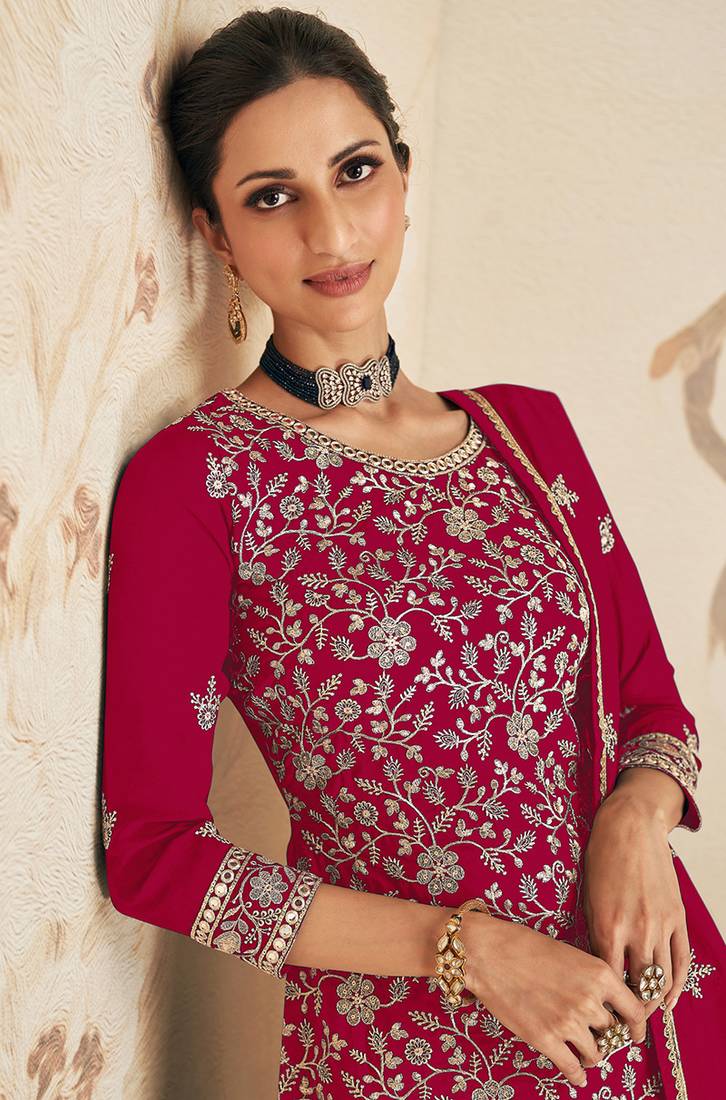 Magenta Embroidered Designer Salwar Kameez
