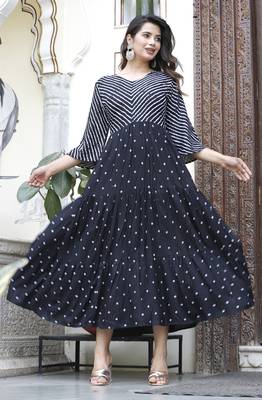 Black printed rayon kurtas-and-kurtis 1