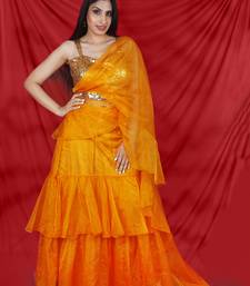 Aqua Embroidered Choli And Saree With Ruffle Pallu main image 1