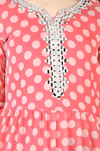 Aura Girls Pink faux Georgette Gown Dresskids-frocks