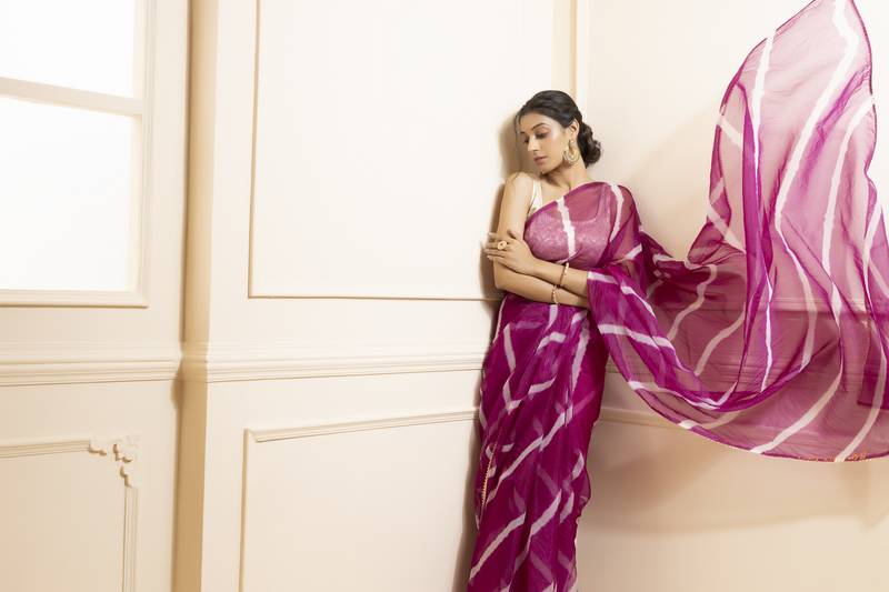 Geroo Jaipur Handcrafted Organza Leheriya Saree Set | Exquisite Indian Ethnic Wear