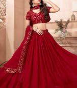 Red Party Wear Semi Stitched Lehenga Choli
