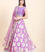 Lavender Choli, Woven Georgette Lehenga, Net Dupatta set