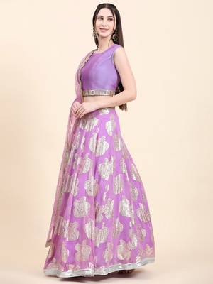Lavender Choli, Woven Georgette Lehenga, Net Dupatta set 2