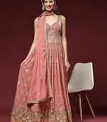 Pink embroidered georgette salwar