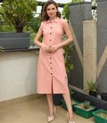 Peach plain cotton-kurtis