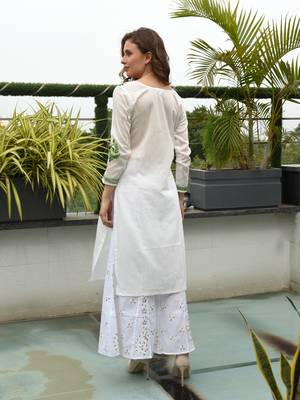 White embroidered cotton chikankari-kurtis 2