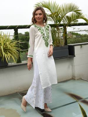 White embroidered cotton chikankari-kurtis 3