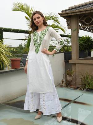 White embroidered cotton chikankari-kurtis 5