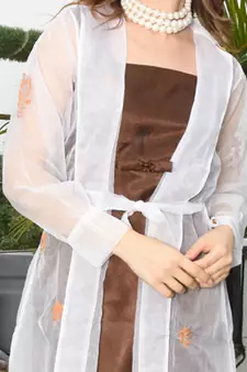 White embroidered net women jackets