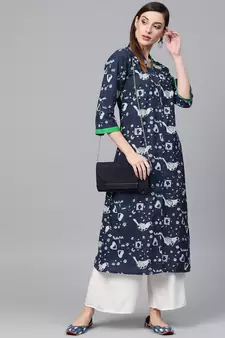   Indigo Hand Block Printed Cotton Stitched Kurti   Unique and Stylish