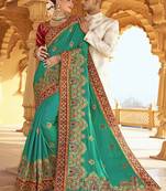 Designer Satin Silk Sarees With Heavy Zari & Resham Embroidery And Coding Work Saree