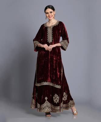 Wine Tunic Sharara Set 1