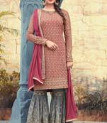 Mauve embroidered shimmer salwar kameez