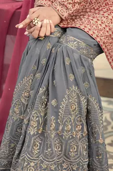 Mauve embroidered shimmer salwar kameez