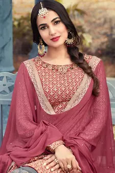 Mauve embroidered shimmer salwar kameez