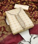 Cream beads banarasi salwar