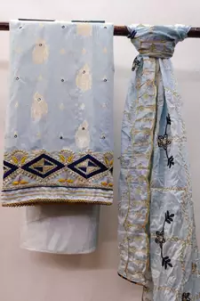 Purple Embroidered Banarasi Salwar
