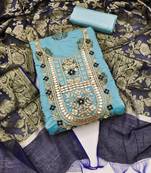 Sky-Blue Embroidered Chanderi Salwar