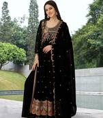 Georgette Embroidered Black Salwar Suit with Dupatta 3 pieces set