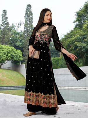 Georgette Embroidered Black Salwar Suit with Dupatta 3 pieces set 4